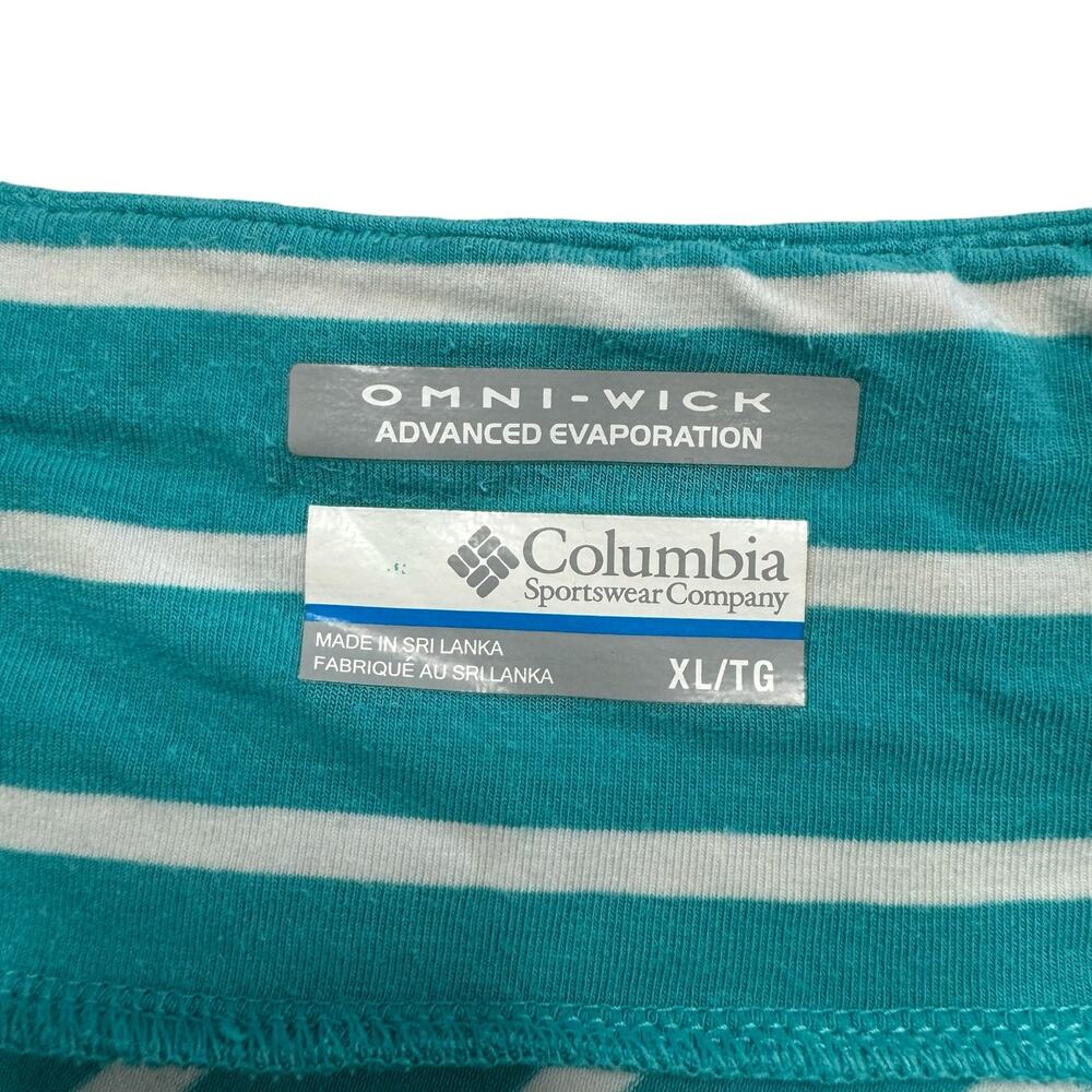 COLUMBIA PFG Omni-Wick Pull On A-line Skirt in Teal White Stripe Size XL Rayon - Picture 3 of 6